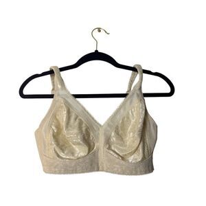 Playtex Womens Floral Soft Cup Bra 38C Beige Full Coverage Non-Wired Adjustable